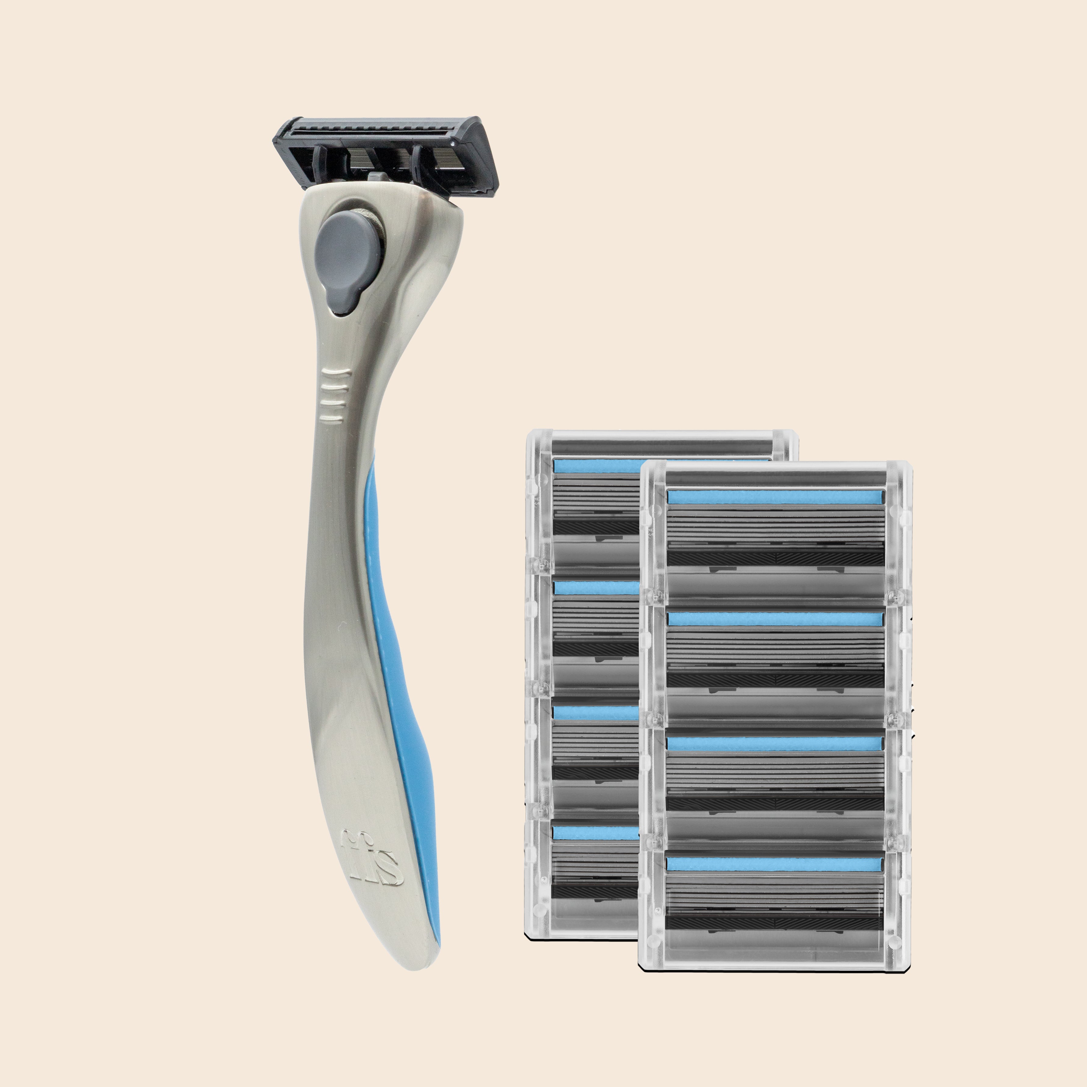 SmoothGlide Refill Blades & Brushed Aluminium Razor