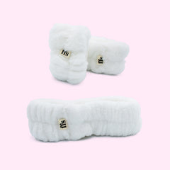 2 Wristbands & Headband Set - White
