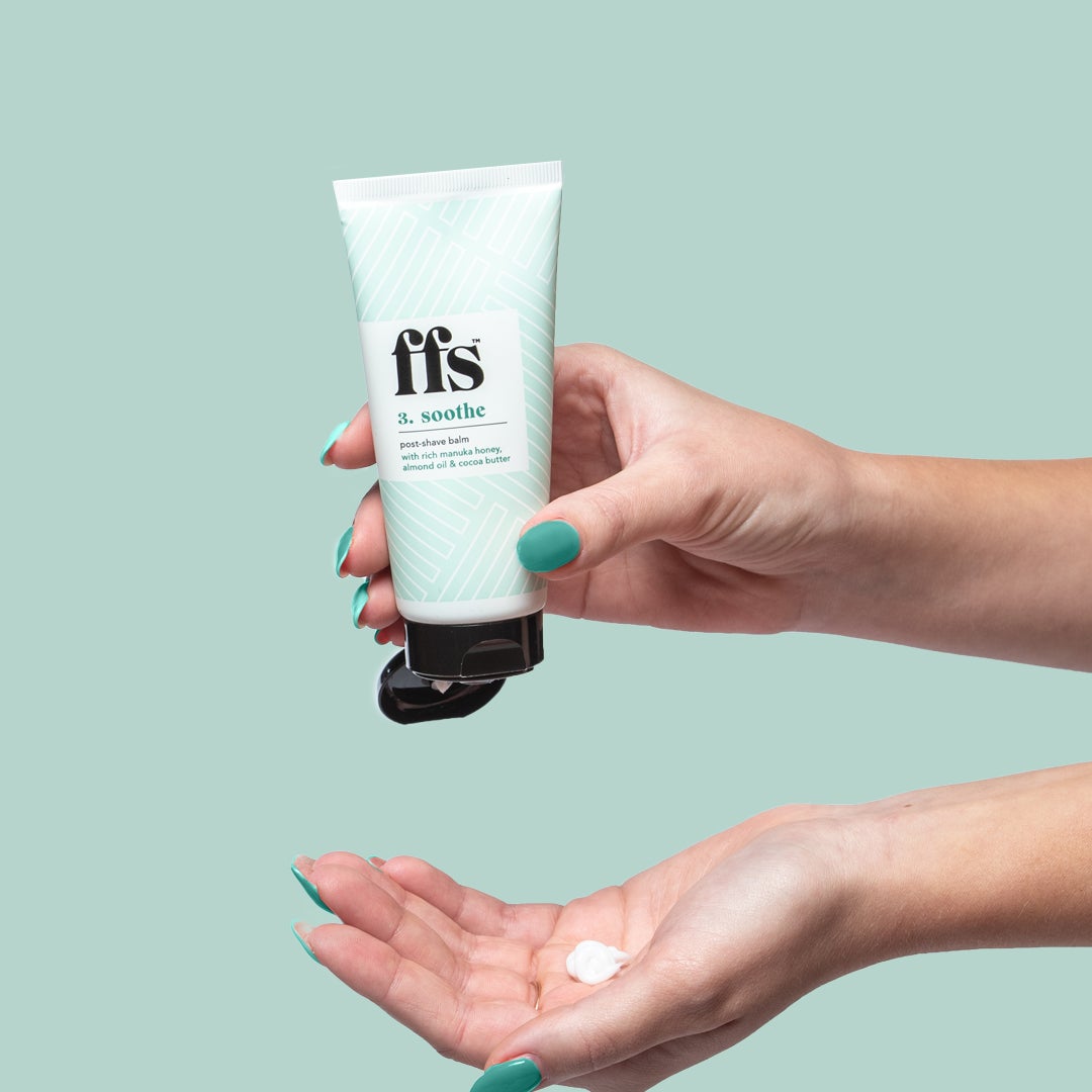 FFS post-shave balm 100ml tube squeezing onto hands