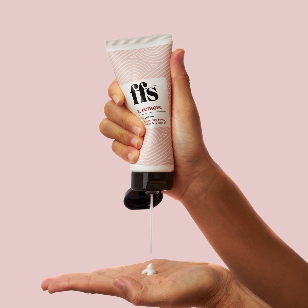 FFS shave cream 100ml tube squeezing onto hands